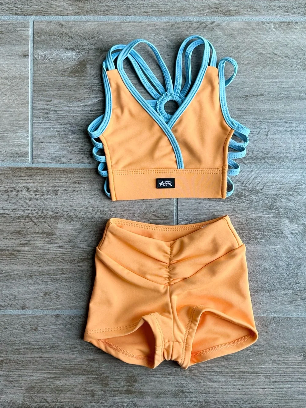 Tiger Friday NWOT Orange and Light Blue Two-Piece Dance set
